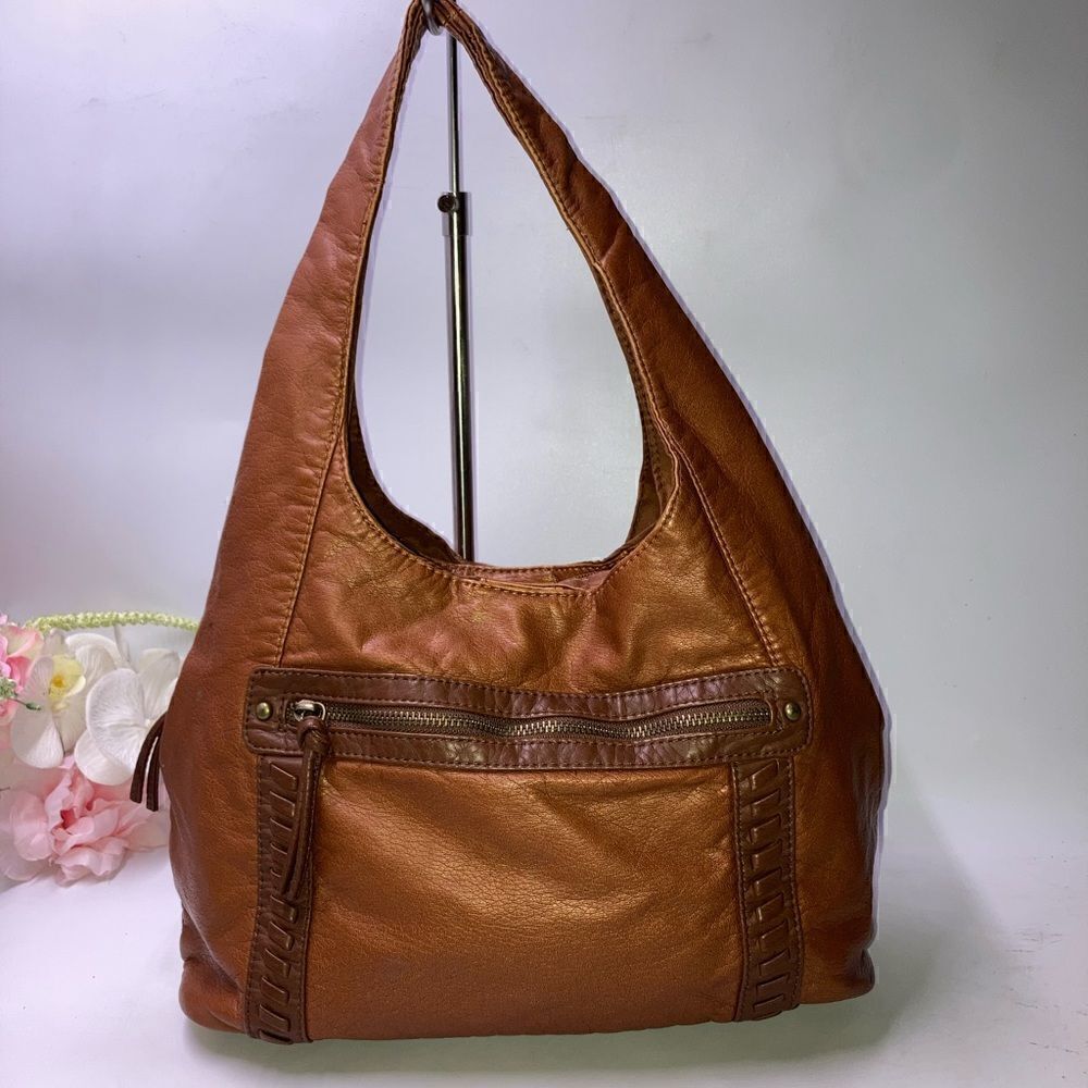 Fashionista Whip Stitch Shoulder Bag Camel large
